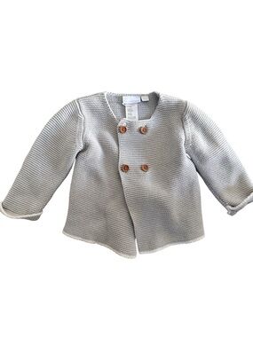 Elegant baby Light Gray Knit Double-Button Baby Cardigan